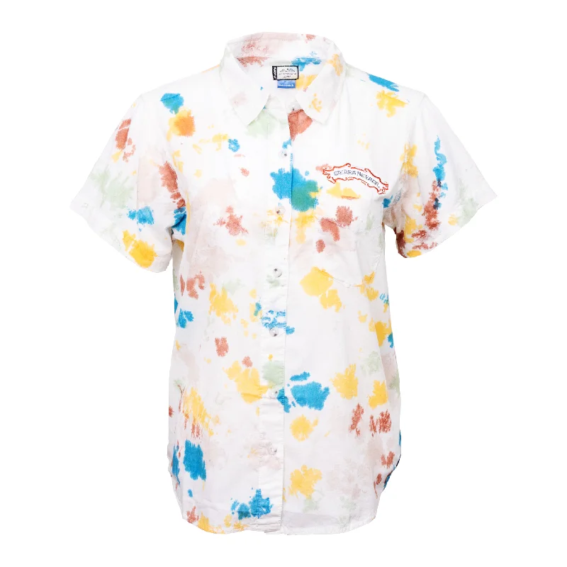 Women's KAVU Girl Party Happy Tie Dye Shirt-- Collared Crew Neck Turtle Neck