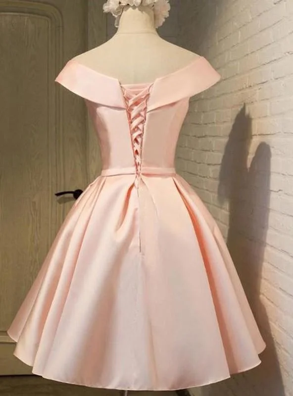 A-Line Princess V-neck Sleeveless Sash Satin Short Homecoming Dresses Tunics Travel practical