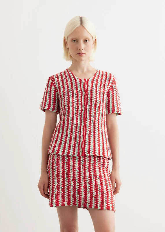 Zig Zag Crochet Shirt-- Rayon Fabric Velvet Fabric Corduroy Fabric