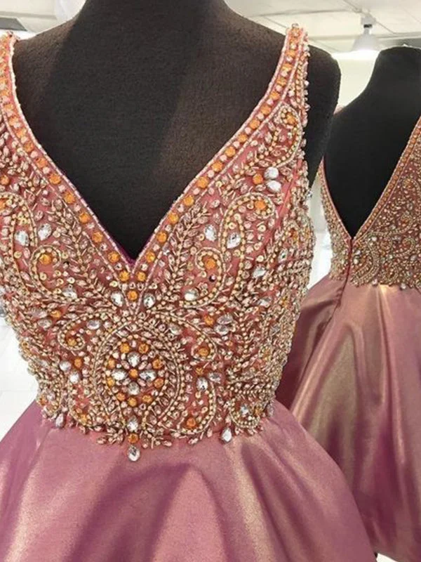 2024 A-Line/Princess V Neck Sleeveless V Back Beading Layers Cut Short/Mini Homecoming Dresses Tunics Floral girly
