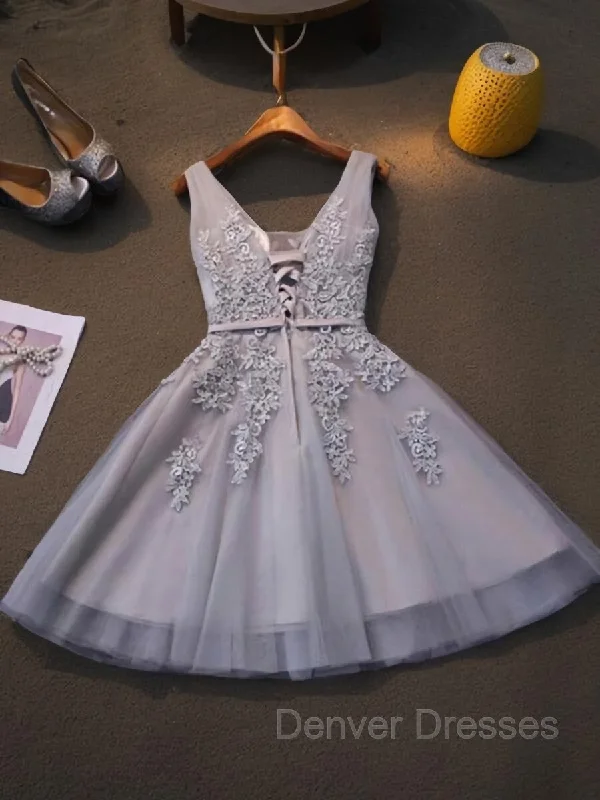 A-Line/Princess Straps Short/Mini Tulle Homecoming Dresses With Appliques Lace Tunics Luxurious premium