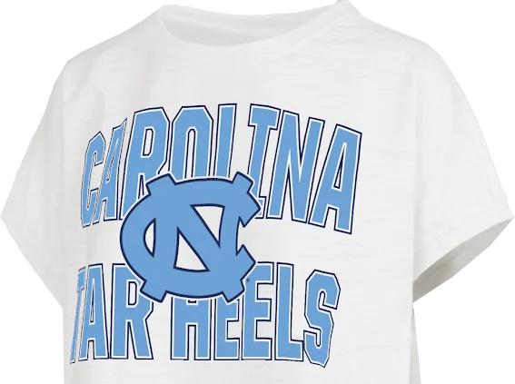 Carolina Tar Heels Cropped Shirt-- Notch Collar Peter Pan Collar Cowl Neck