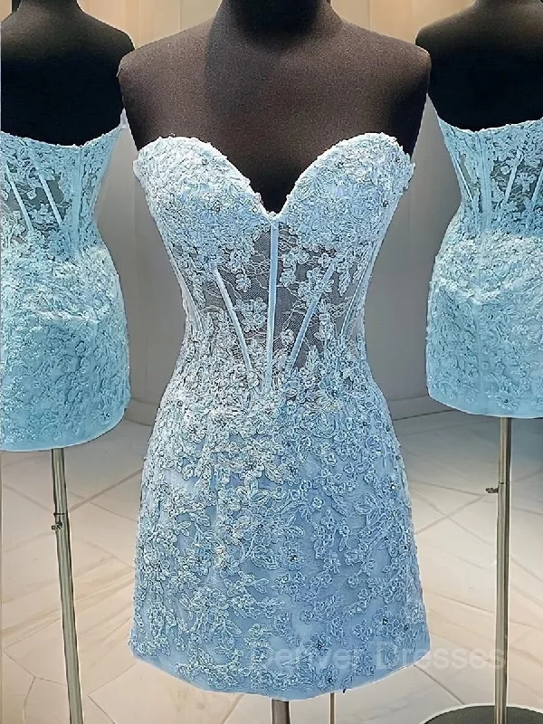 A-Line/Princess Sweetheart Corset Short/Mini Lace Applique Homecoming Dresses Tunics Fashionable chic