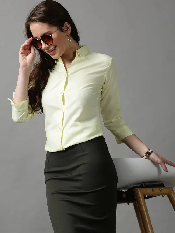 Women's Yellow Solid Shirt-AE-3331034-Yellow-- Machine Wash Dry Clean Hand Wash