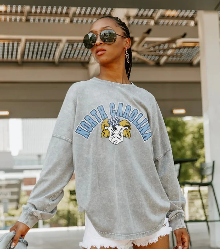 Women's Vintage Ram Faded Wash Long-Sleeve Shirt-- Seamless Knitted Crochet