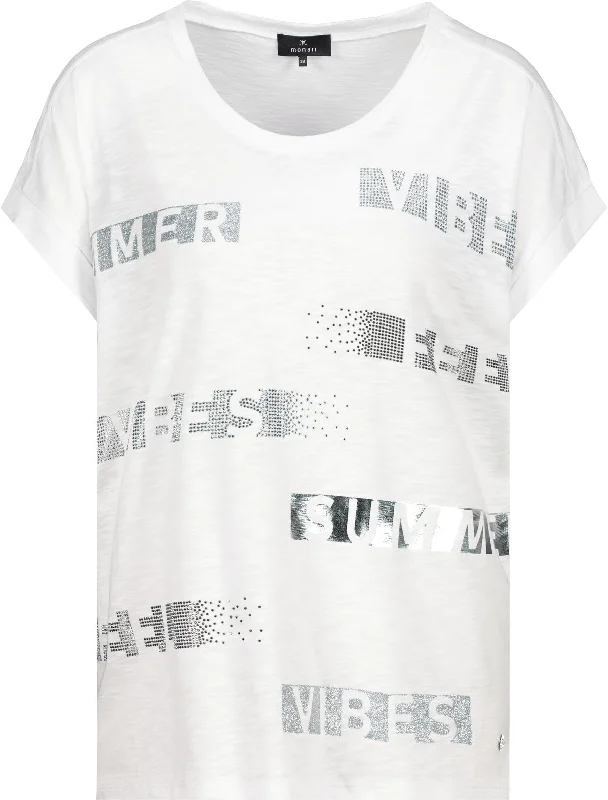 T-Shirt, weiss-- Notch Collar Peter Pan Collar Cowl Neck