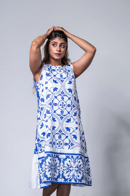 TILE TWIRL DRESS Halter Neckline Beach