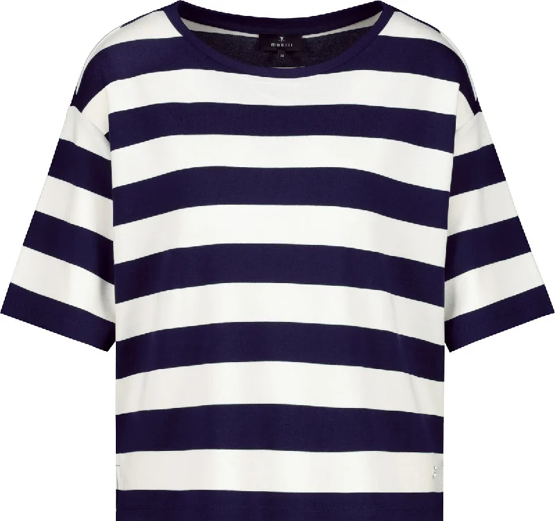 T-Shirt, schwarz Ringel-- Satin Blend Silk Blend Wool Blend