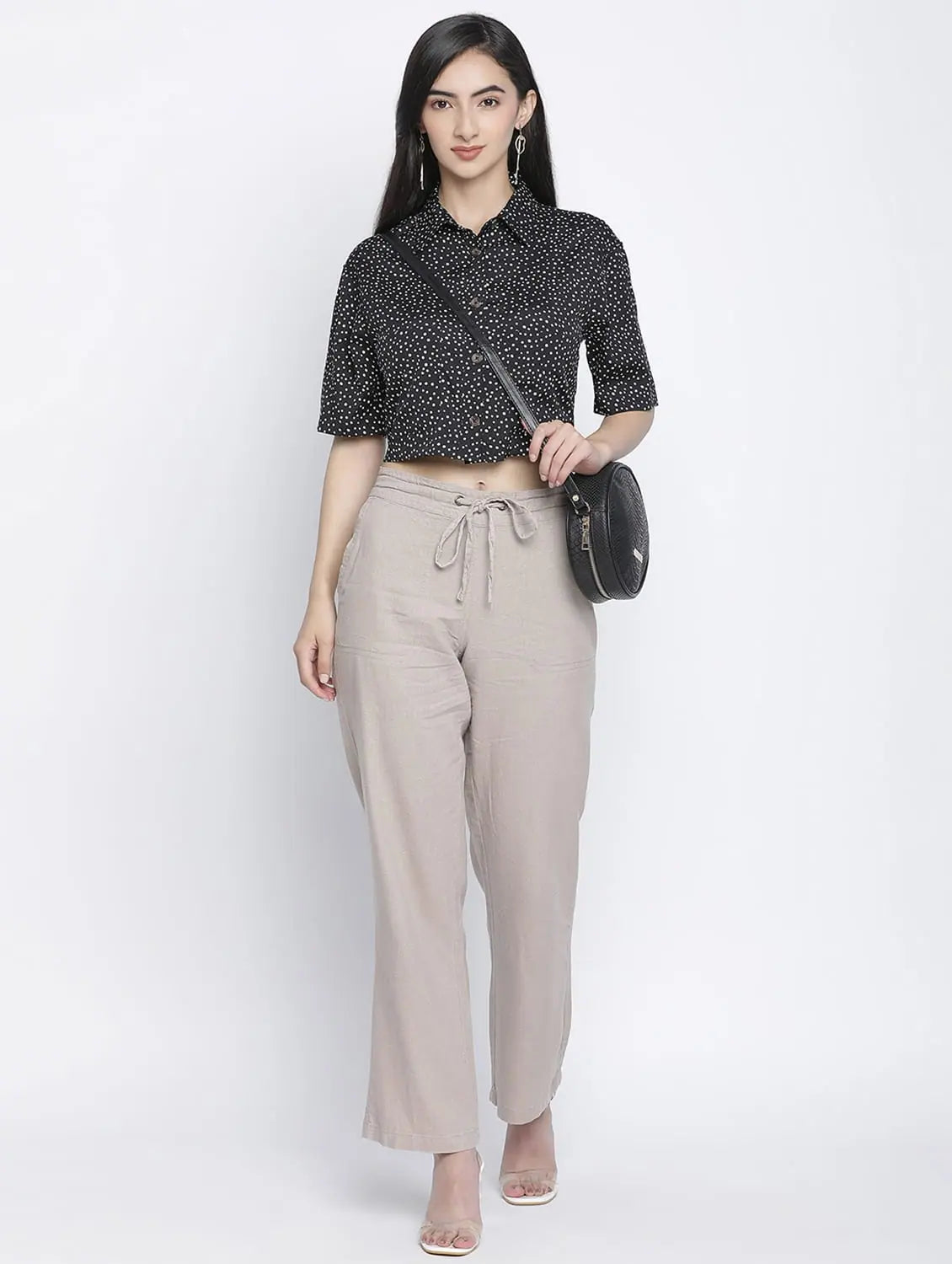 Blacktart Ploka Dot Women Crop Shirt-- Layered Multi-layer Single Layer