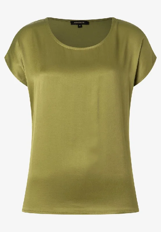 Shirt mit Satinfront  soft moss green-- Cashmere Blend Cotton Blend Poly Blend