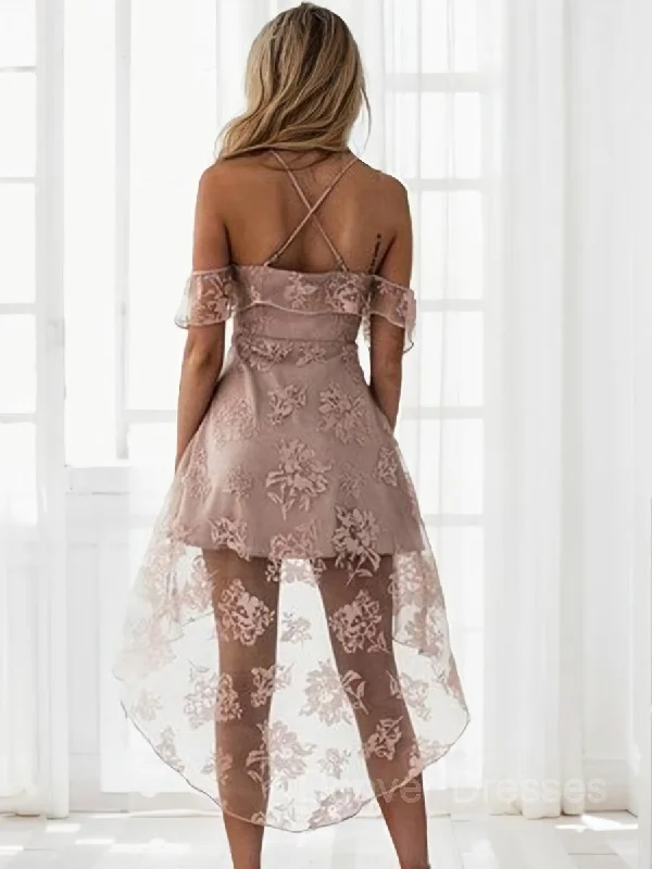 A-Line/Princess Off-the-Shoulder Short/Mini Lace Homecoming Dresses Tunics Stylish elegant