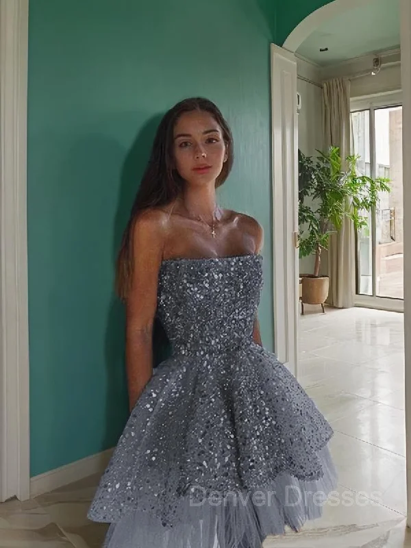 A-Line/Princess Strapless Short/Mini Homecoming Dresses With Ruffles Tunics Yoga stretchy