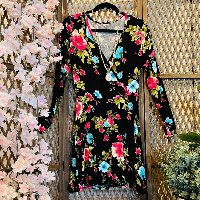 Floral Print Dress with Built-in Shorts Tunics Denim casual