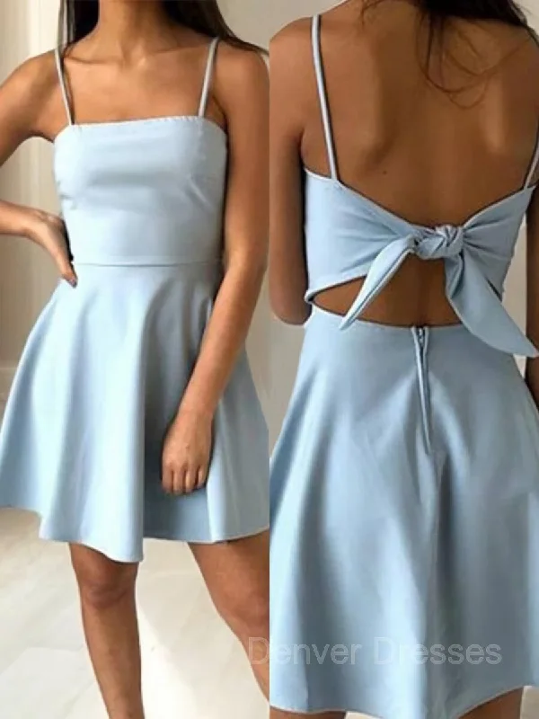 A-Line/Princess Spaghetti Straps Short/Mini Satin Homecoming Dresses Tunics Winter warm