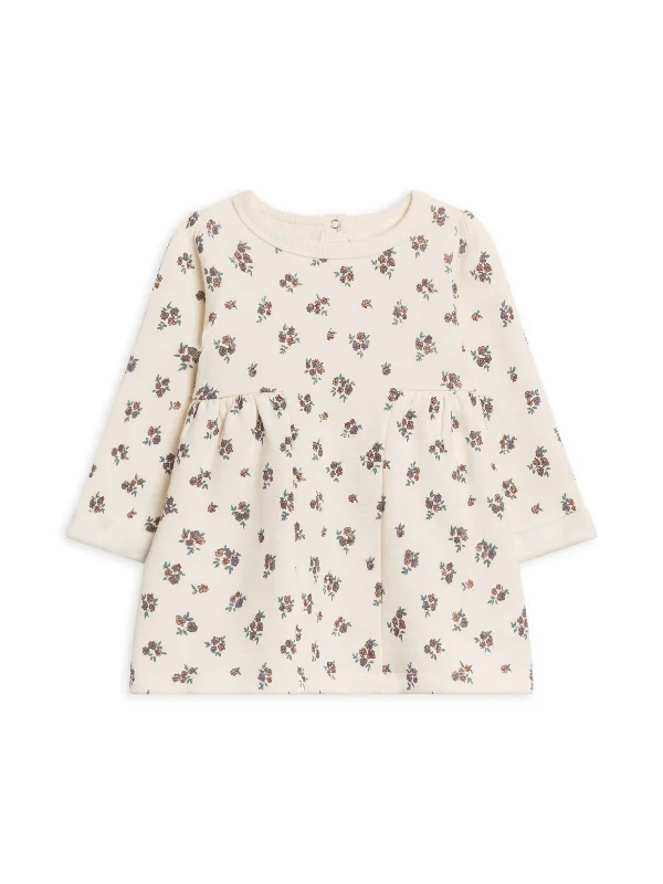 Fran Fleece Cuff Sleeve Dress -Tempe Floral / Fog + Chestnut Square Neckline Feminine