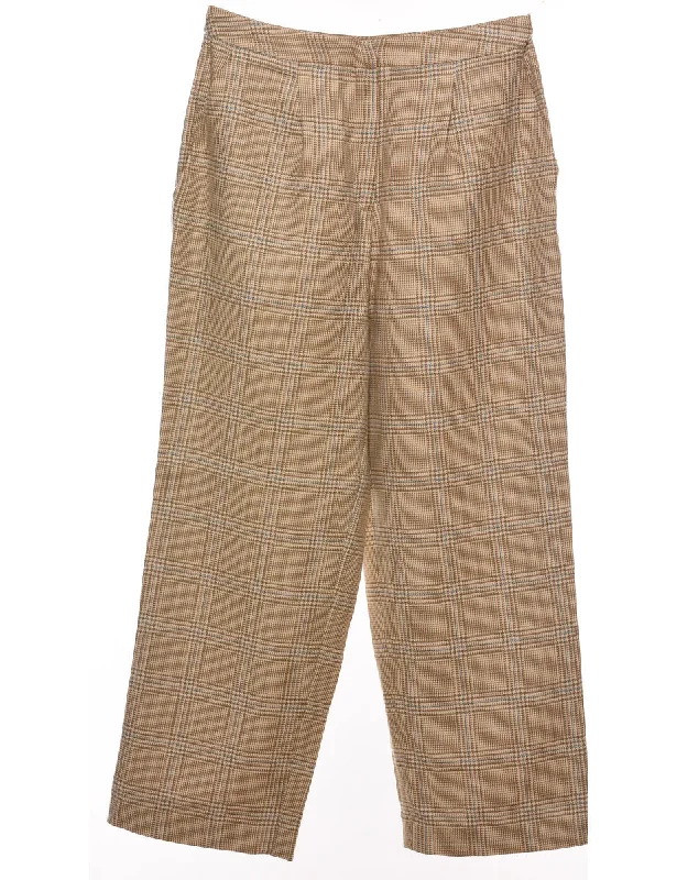 Light Blue & Light Brown Dogtooth Check Trousers - W28 L27 Trousers stylish modern