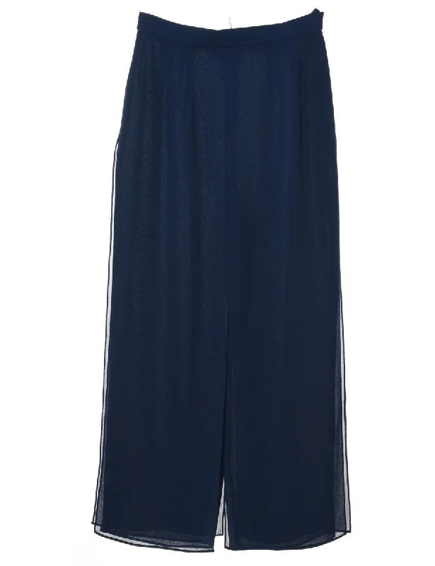 Flared Leg Navy Trousers - W28 L29 Trousers Polka Dot Cute