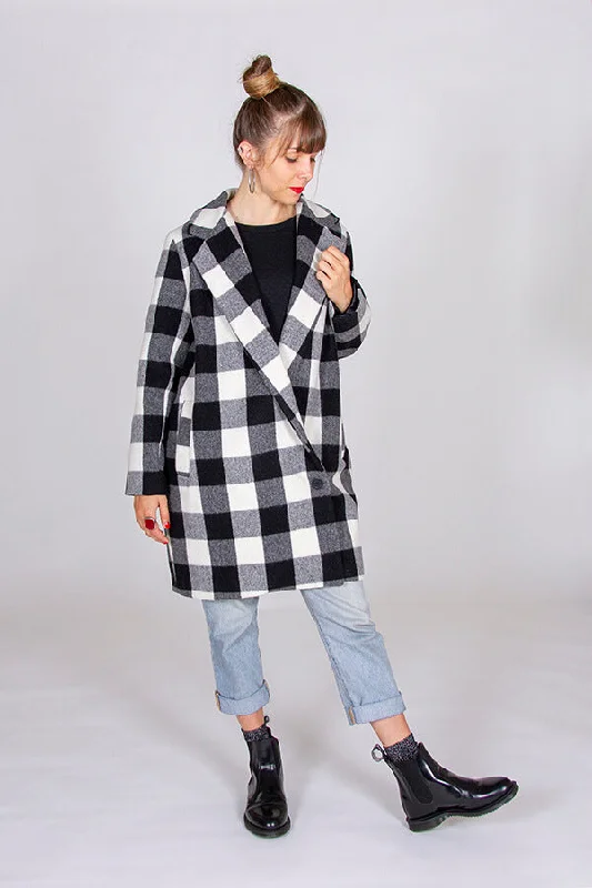 I Am Patterns, Merlin Coat Square Neck One-Shoulder Off-the-Shoulder