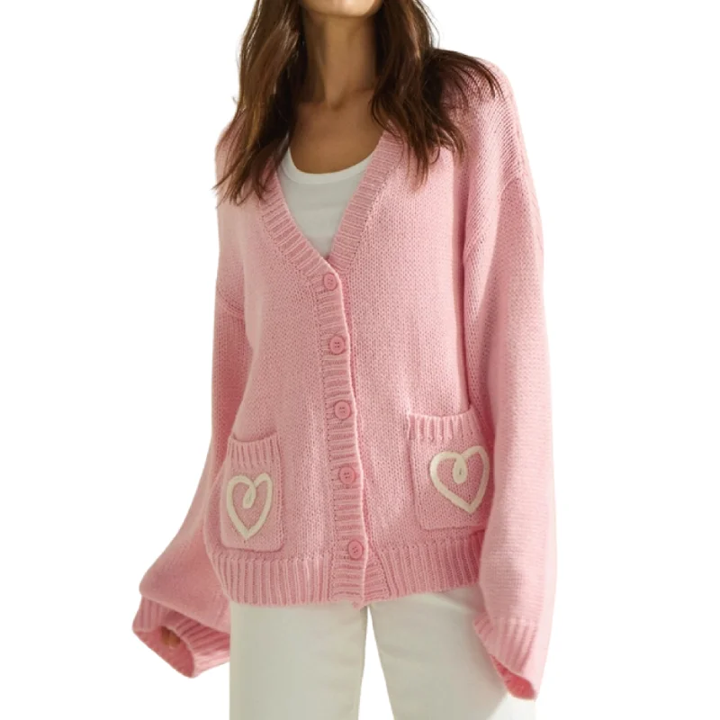 Heart & Love Cardigan in Soft Pink Iron Safe Non-Iron Wrinkle Free