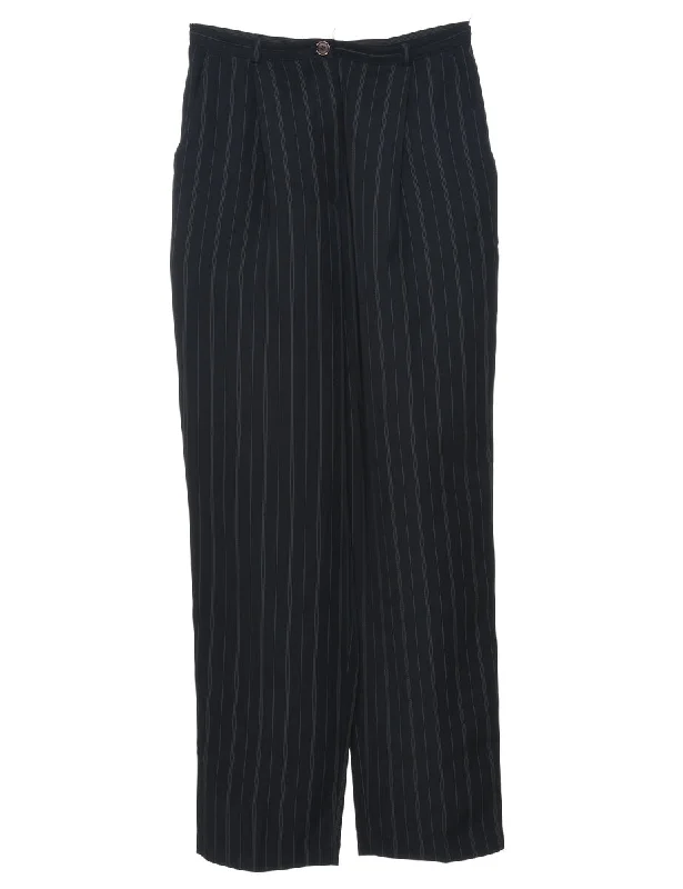 Black Pinstriped Trousers - W26 L29 Trousers practical durable