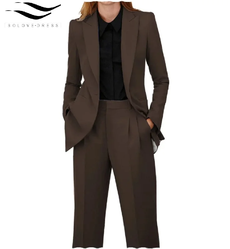 Women Suit 2 Piece Peak Lapel Blazer Women's Custom Jacket