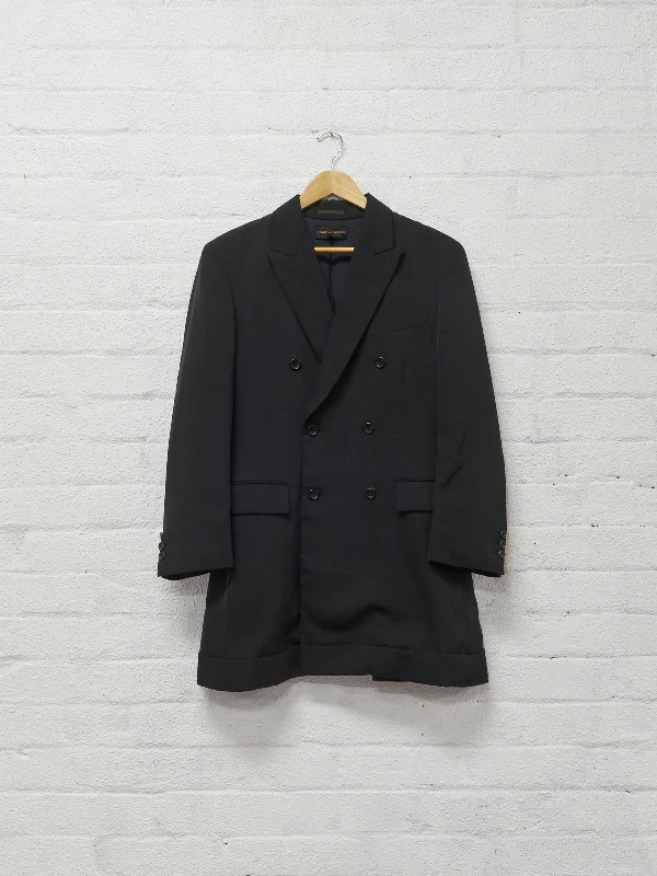 Comme des Garcons 1995 black polyester layered double breasted blazer - womens M Women's Handmade Blazer