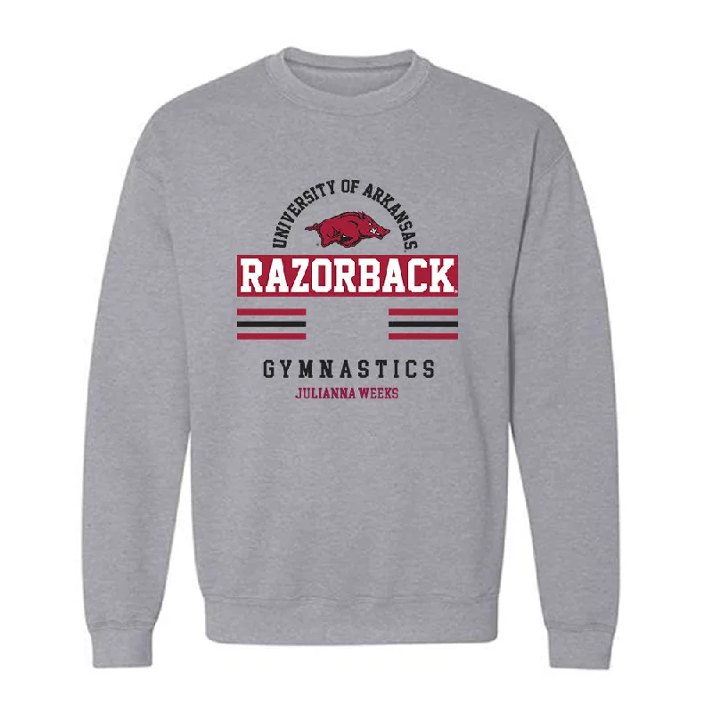 Arkansas - NCAA Women's Gymnastics : Julianna Weeks - Classic Fashion Shersey Crewneck Sweatshirt Hoodie with Belted Waist Structured Tailored