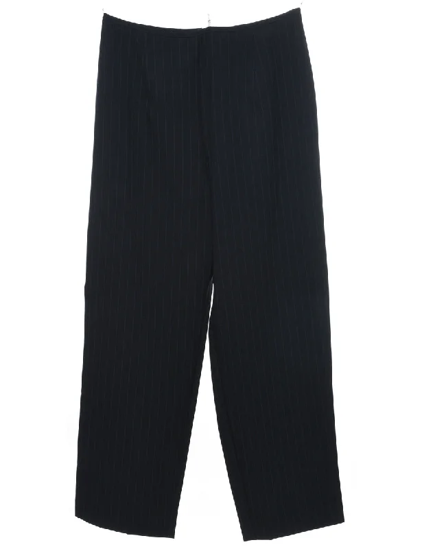 Black Pinstriped Trousers - W30 L30 Trousers Wedding White