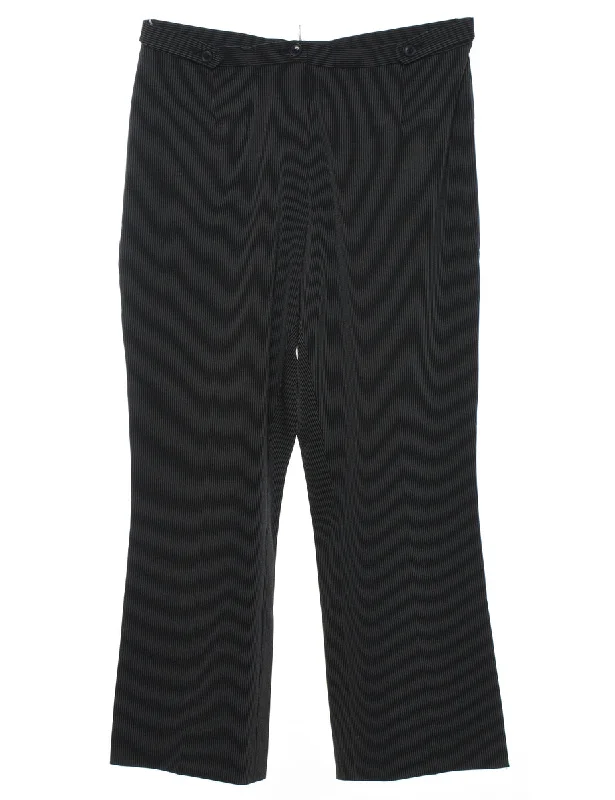 Black Pinstriped Trousers - W30 L27 Trousers fashionable chic