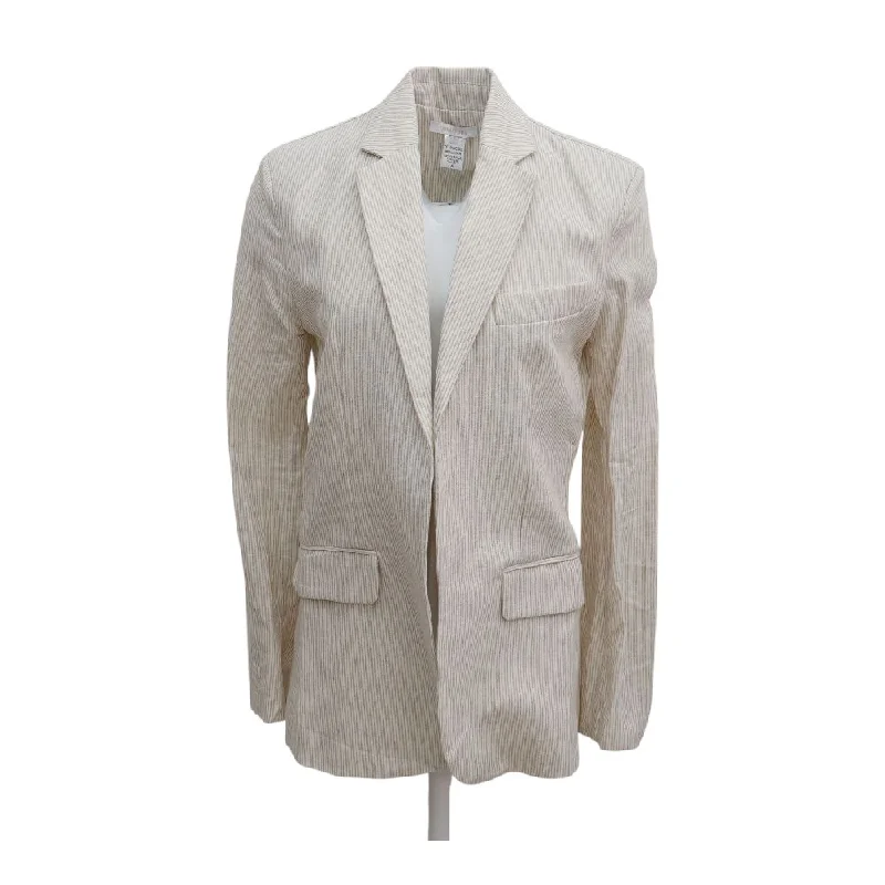 Beige Striped Blazer Women's Simple Blazer