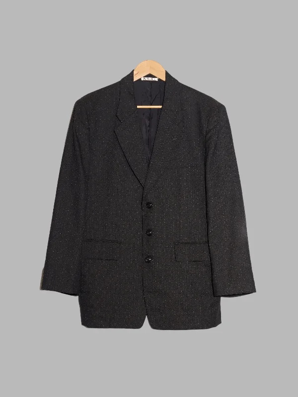 Monsieur Nicole 1980s dark grey wool dot pattern three button blazer - M Women's Daily Blazer