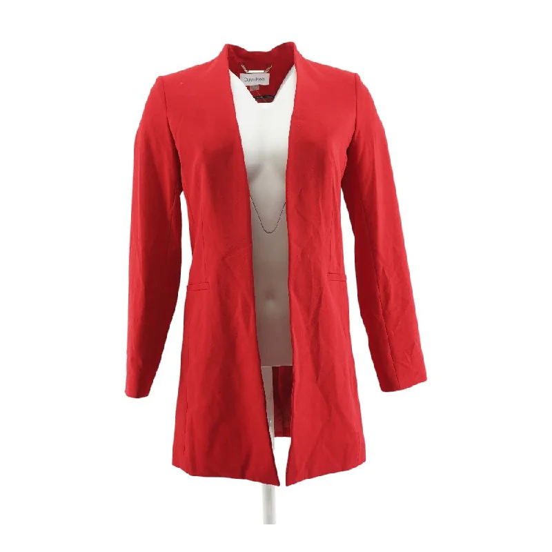 Red Solid Blazer Women's High-End Blazer