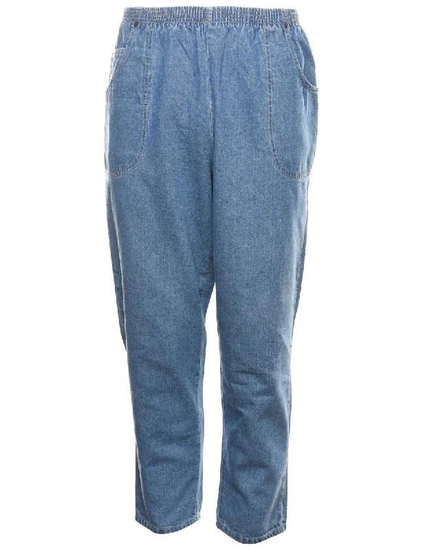 Medium Wash Tapered Denim Trousers - W30 L25 Trousers versatile functional