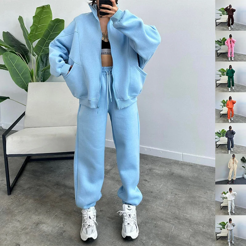 Sports Suits With Pockets Stand-up Collar Zipper Cardigan And Drawstring Trousers Fashion Jogger Set Outfits Tracksuits Women's Clothing Crew Neck V-Neck Turtle Neck Sports Suits With Pockets Stand-up Collar Zipper Cardigan And Drawstring Trousers Fashion Jogger Set Outfits Tracksuits Women's Clothing Crew Neck V-Neck Turtle Neck