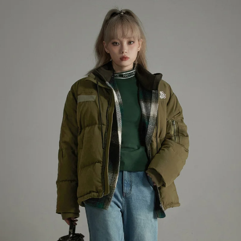 No Number Duck Down Puffer Coat Striped Polka Dot Solid
