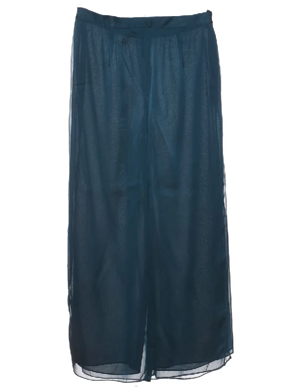Flared Leg Dark Green Trousers - W32 L28 Chinos Cotton Straight Leg