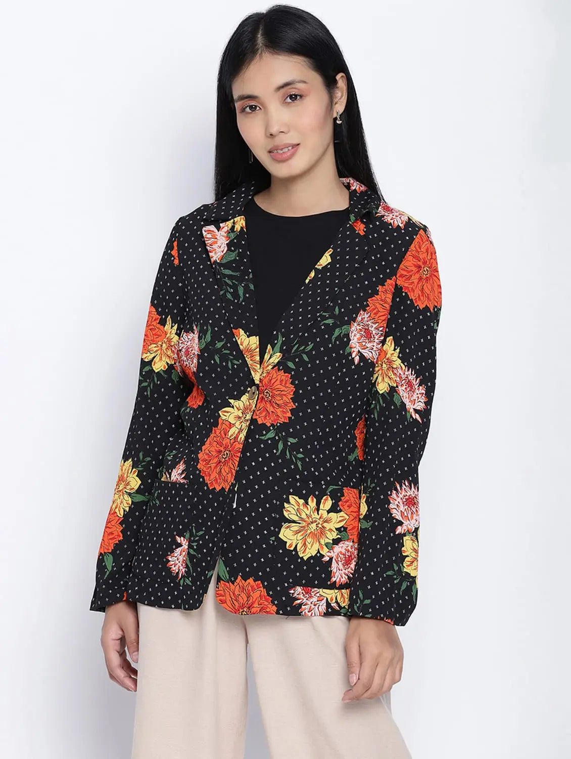 Swanky Litz Floral Print Women Blazer Women's Leather Blazer