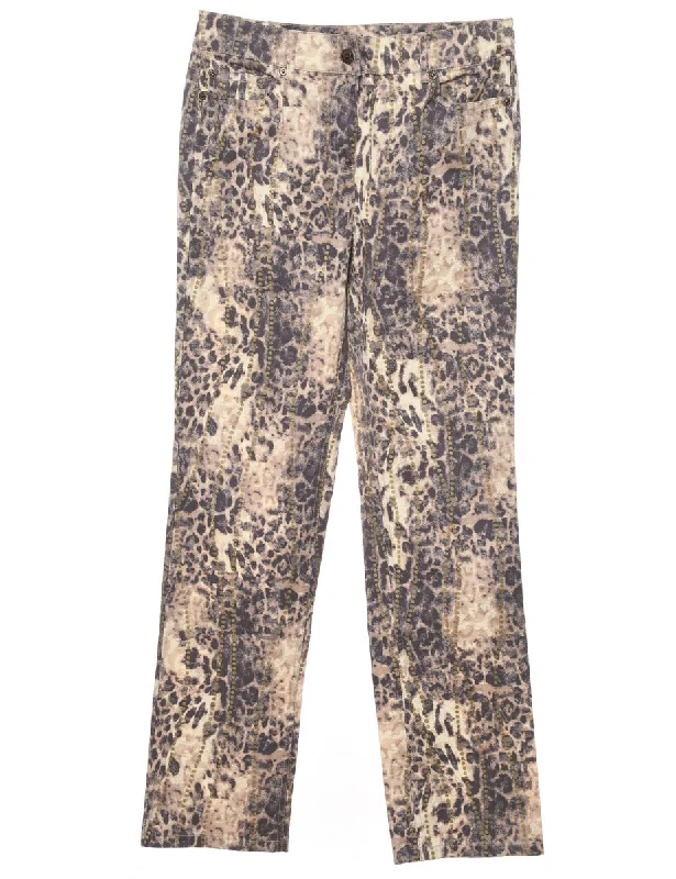 Animal Print Trousers - W28 L31 Trousers Fleece Cozy