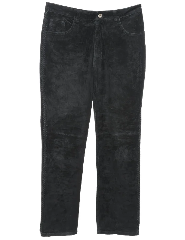 Black Classic Suede Trousers - W32 L30 Trousers Favorite Customer