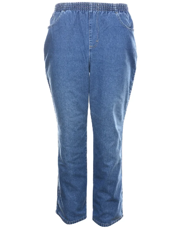 Medium Wash Denim Trousers - W24 L27 Chinos Cotton Straight Leg