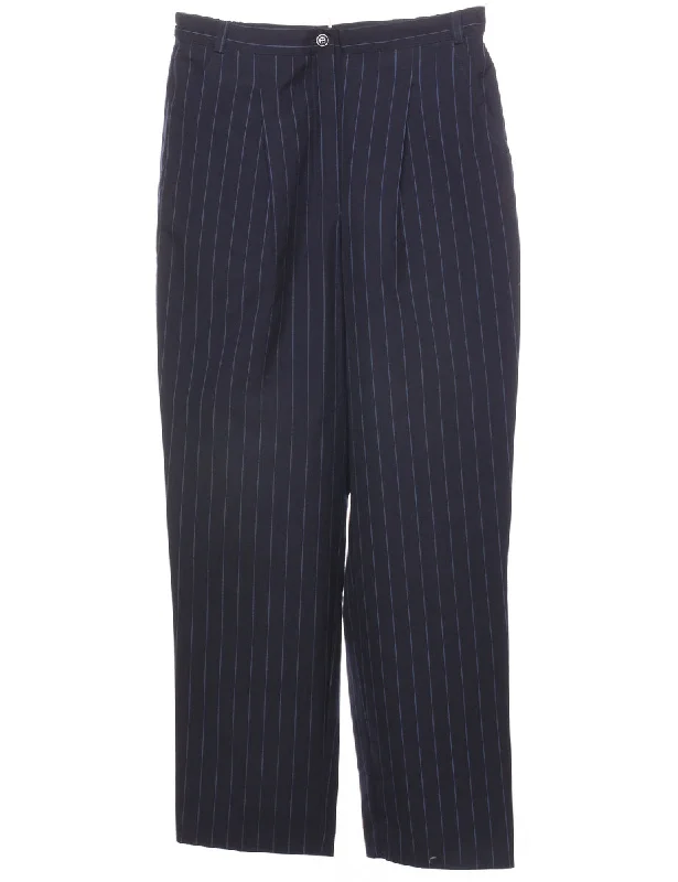Striped Trousers - W30 L29 Cropped Trousers Casual Linen