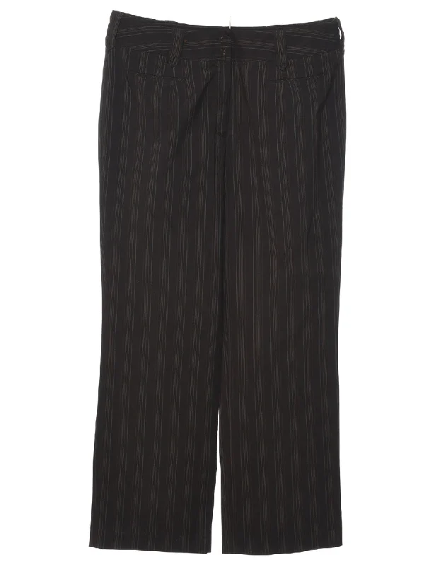 Dark Brown Pinstriped Trousers - W34 L30 Trousers Occasion Special