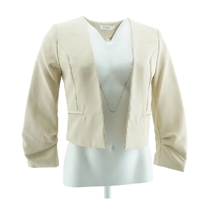 Beige Solid Blazer Women's Luxurious Jacket