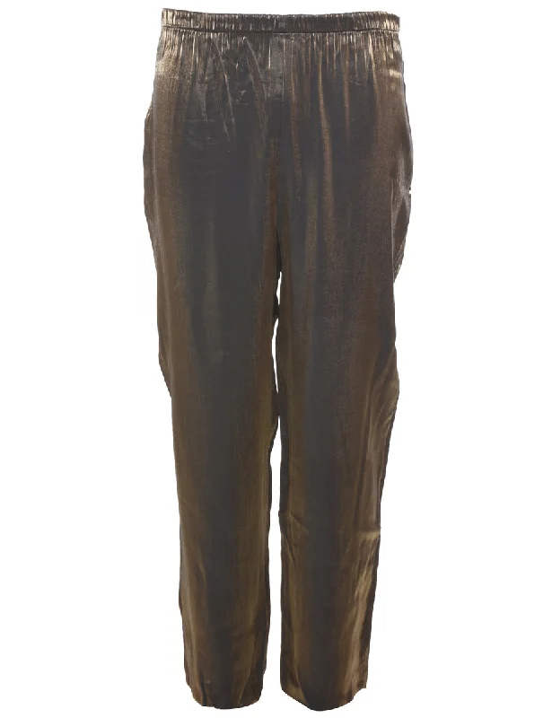 Metallic Pattern Olive Green Trousers - W24 L27 Trousers cozy comfortable
