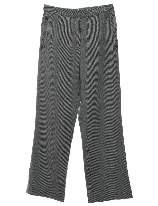 Classic Black & White Patterned Trousers - W28 L31 Trousers Office Stylish