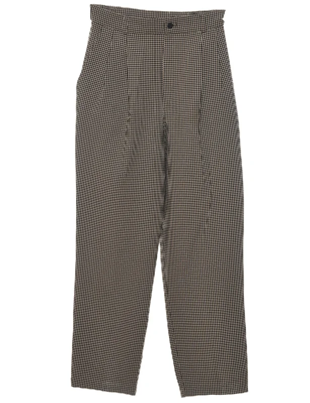 Checked Black & Beige Casual Trousers - W26 L26 Trousers New Arrival