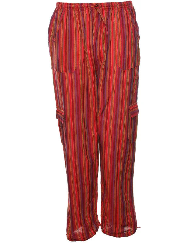 Striped Multi-Colour Casual Trousers - W24 L29 Trousers Fall Fleece