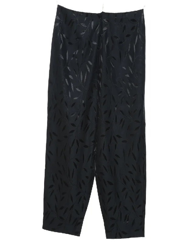 Black High Waist Leafy Print Trousers - W29 L28 Trousers Cargo Utility