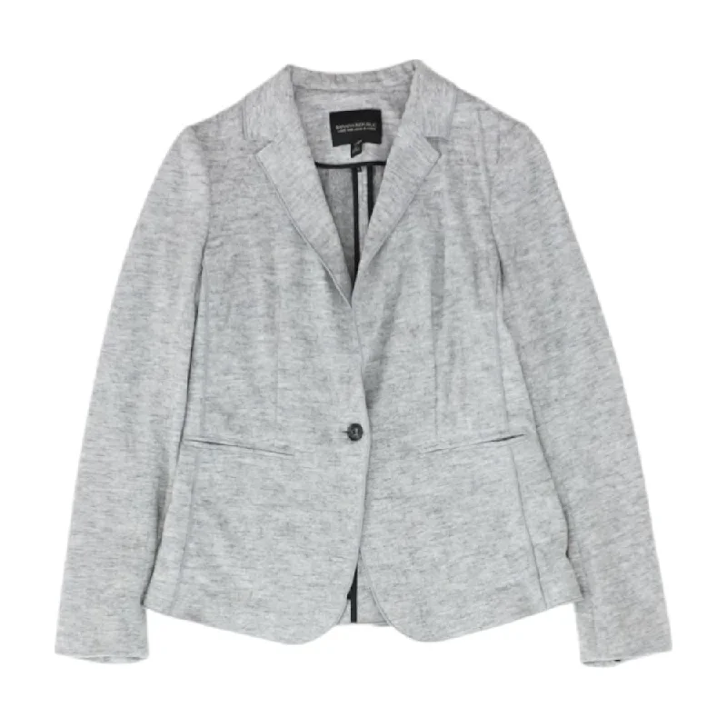 Gray Solid Blazer Women's Elegant Jacket