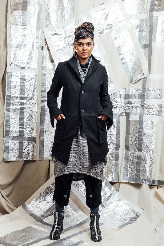 AW23 EILIAN TAILORED WOOL COAT - OBSIDIAN Parka Down Jacket Wool Coat